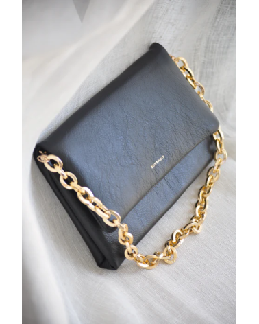 Anna Δερμάτινη Τσάντα Ώμου - Black