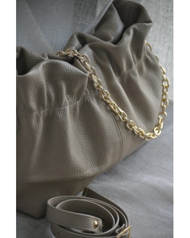 Nefeli Δερμάτινο Pouch - Taupe