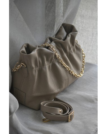 Nefeli Δερμάτινο Pouch - Taupe